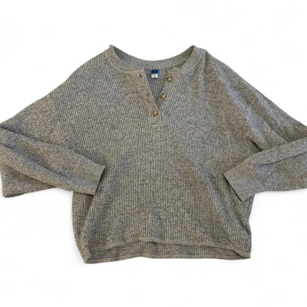 Old Navy Heather Gray Waffle Knit Top